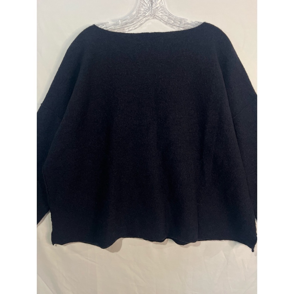 Eileen Fisher Lightweight Boiled Wool Bateau Neck Top Women’s Blue Large - Picture 5 of 10